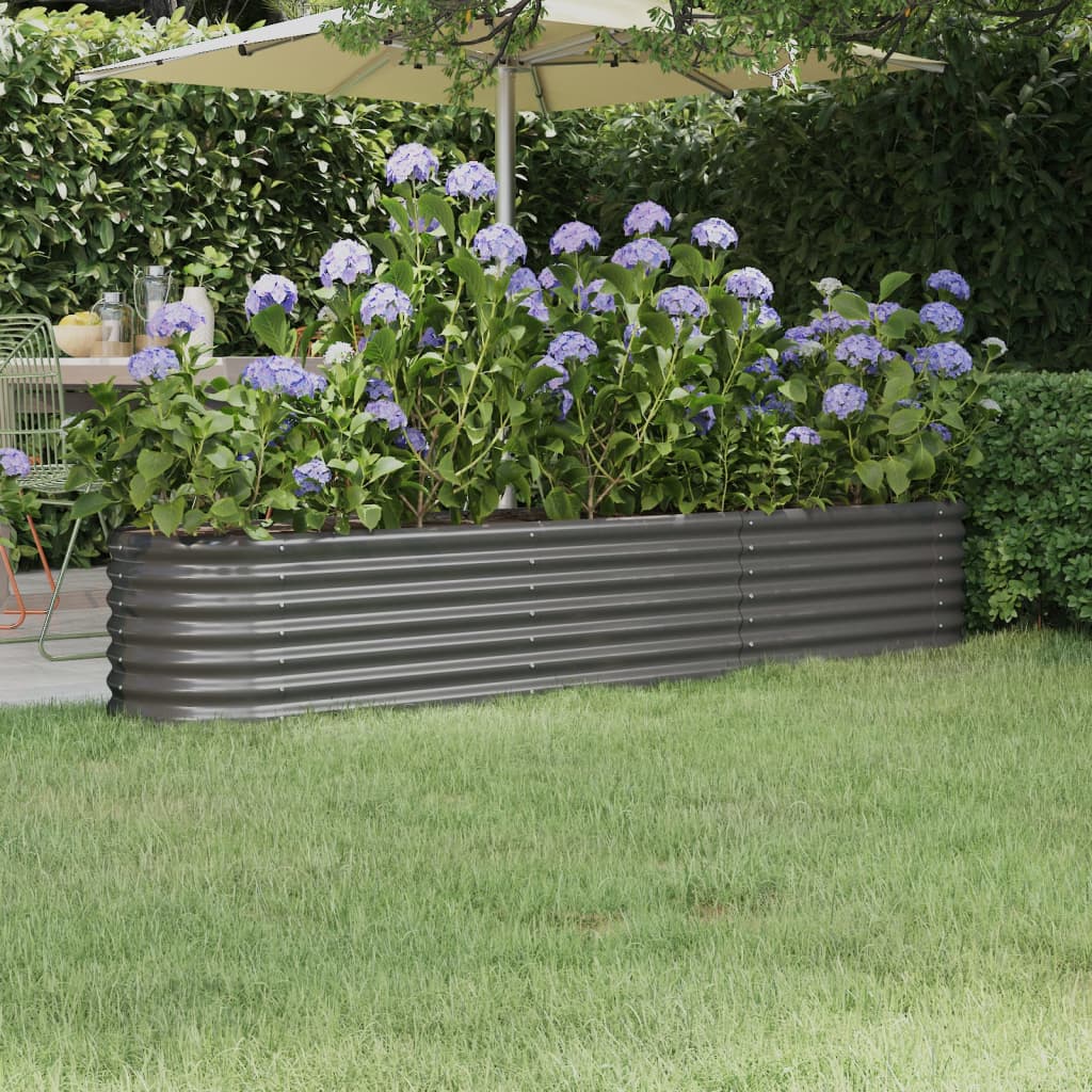 vidaXL Strat înălțat grădină gri 224x40x36cm oțel galvanizat