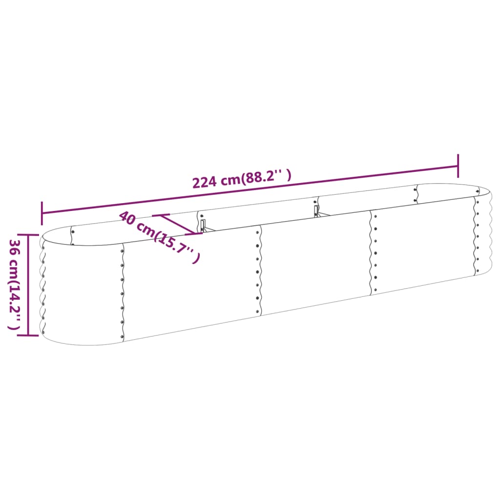 vidaXL Strat înălțat grădină 224x40x36 cm oțel galvanizat