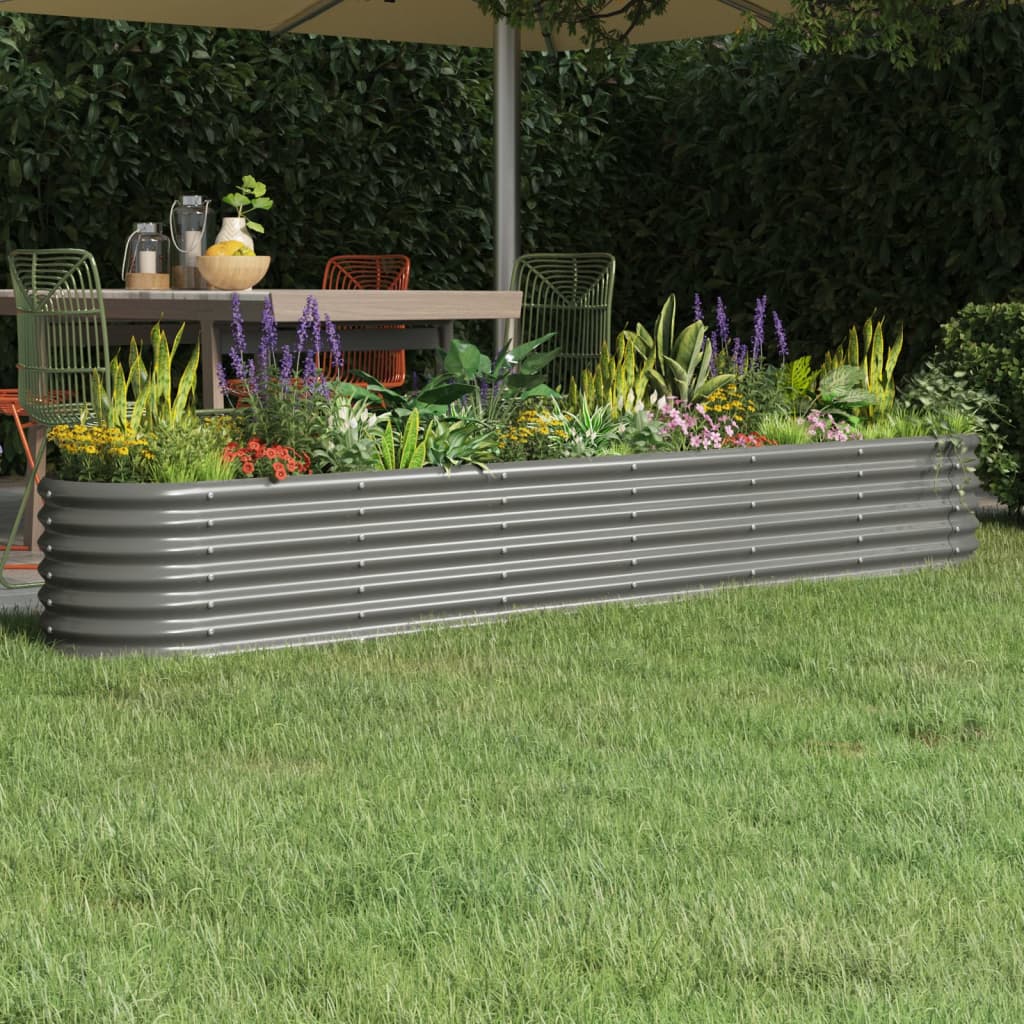 vidaXL Strat înălțat grădină gri 260x40x36cm oțel vopsit electrostatic