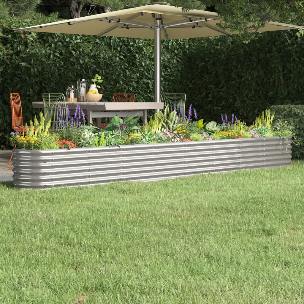 vidaXL Strat înălțat grădină 332x40x36 cm oțel galvanizat