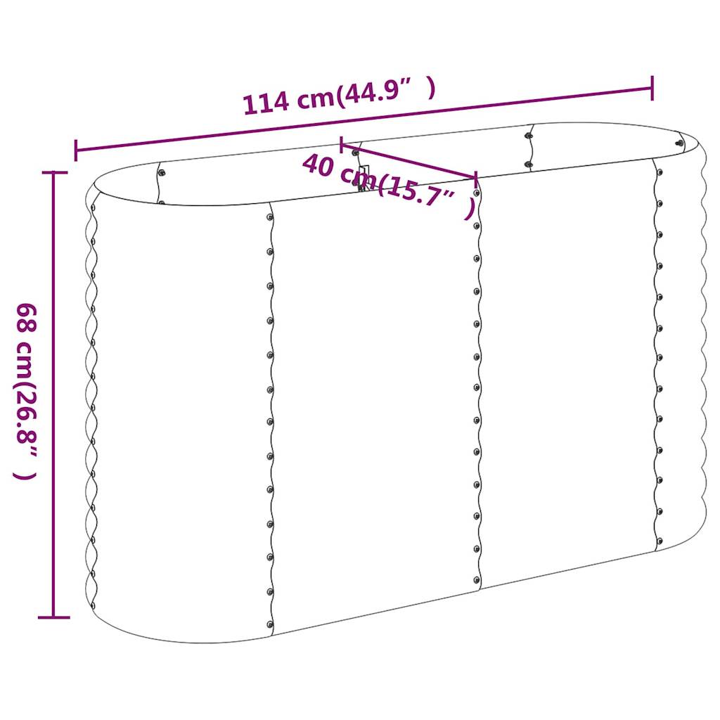 vidaXL Strat înălțat grădină gri 114x40x68cm oțel galvanizat