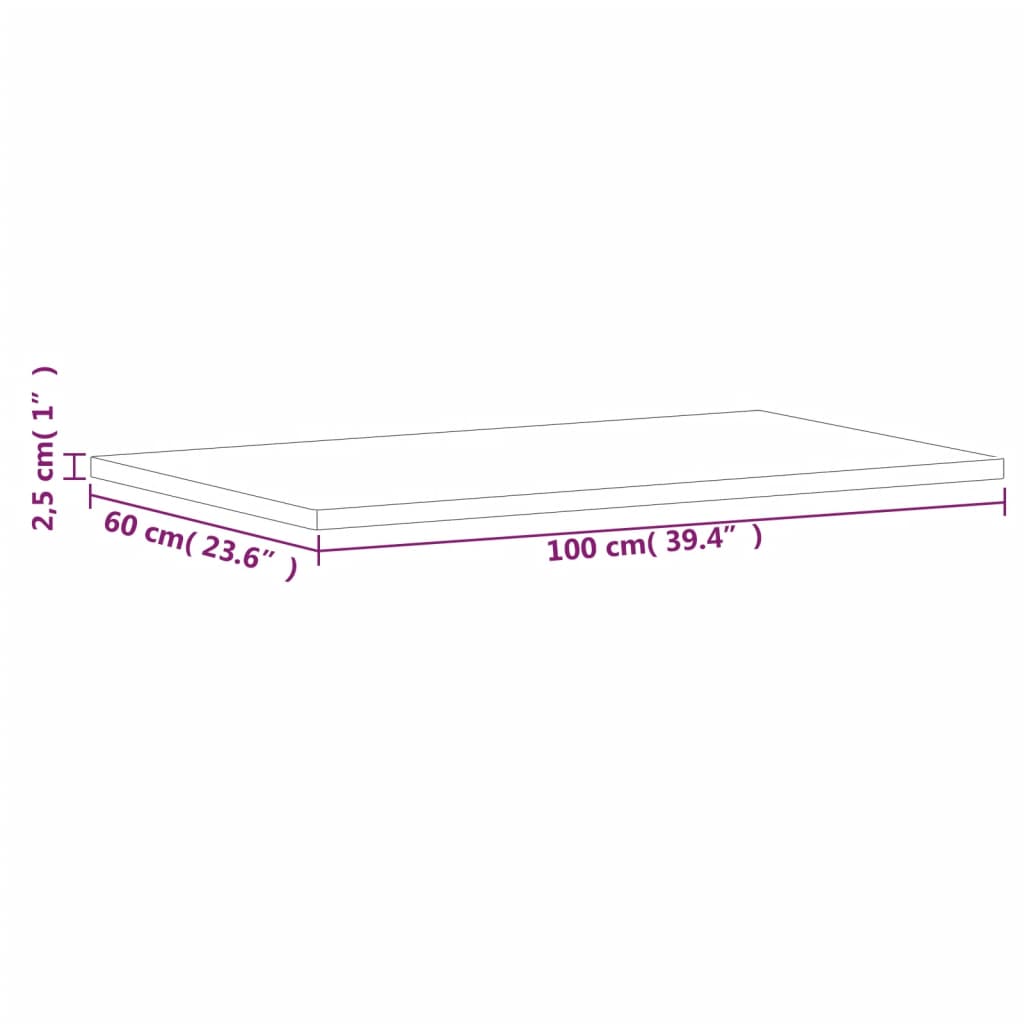 vidaXL Blat de masă 100x60x2,5 cm dreptunghiular, lemn masiv de fag vidaXL Blat de masă 100x60x2,5 cm dreptunghiular, lemn masiv de fag
