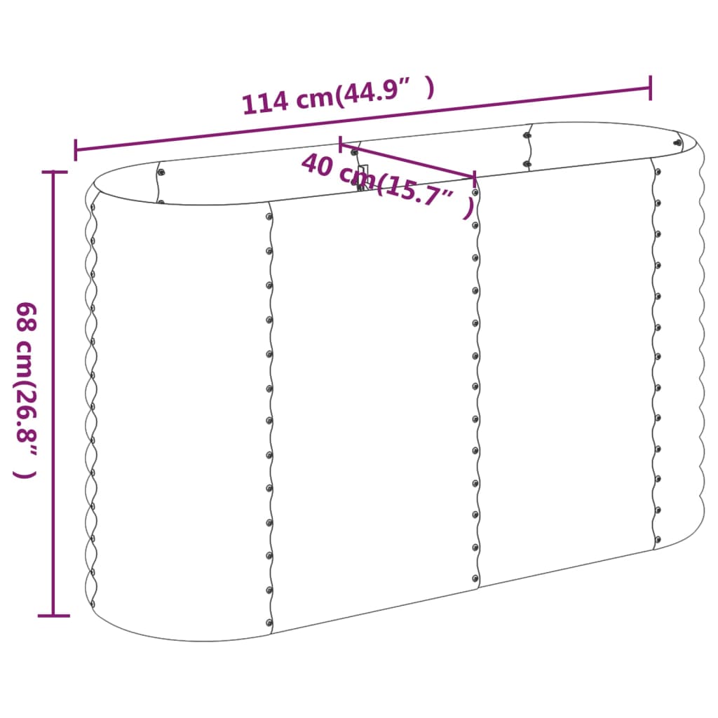 vidaXL Strat înălțat grădină 114x40x68 cm oțel galvanizat