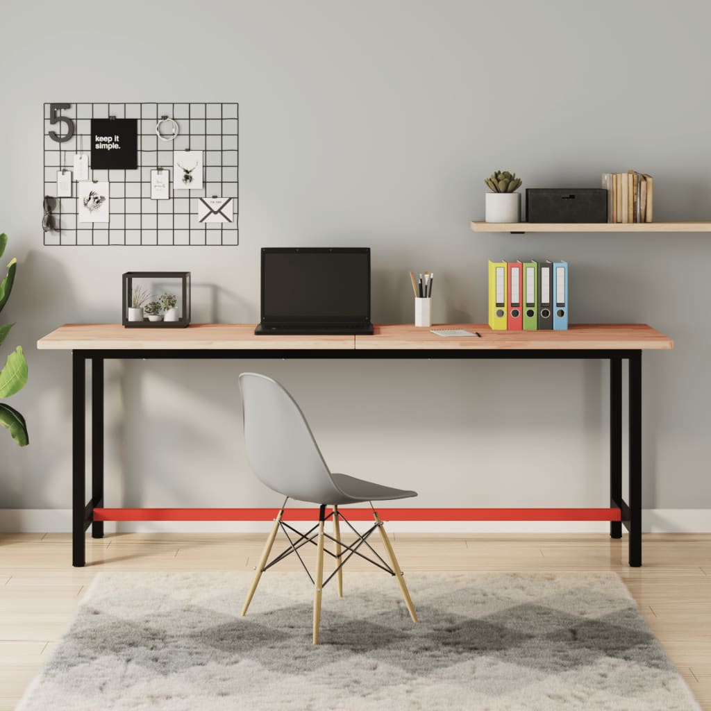 vidaXL Banc de lucru 200x55x81,5 cm, lemn masiv de fag și metal vidaXL Banc de lucru 200x55x81,5 cm, lemn masiv de fag și metal
