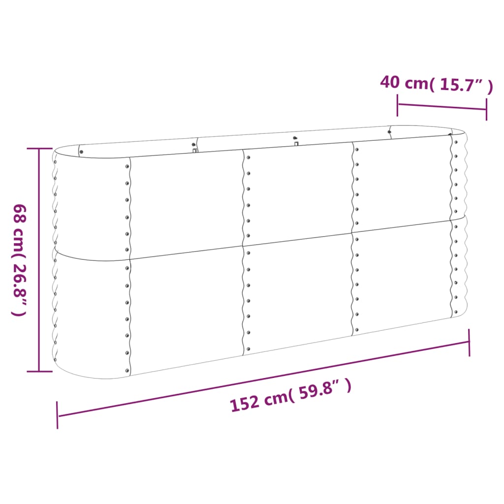 vidaXL Strat înălțat grădină gri 152x40x68cm oțel galvanizat