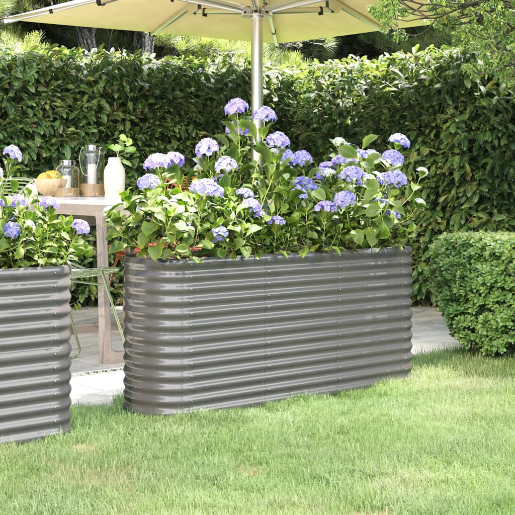 vidaXL Strat înălțat grădină gri 152x40x68cm oțel galvanizat