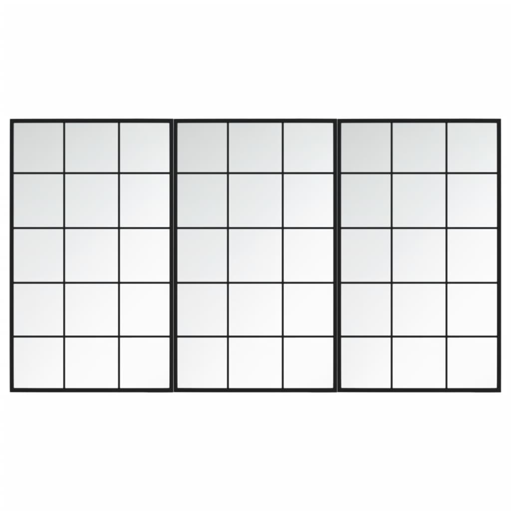 vidaXL Oglinzi de perete, 3 buc., negru, 100x60 cm, metal