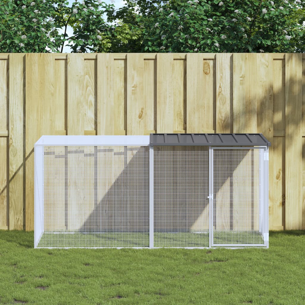 vidaXL Coteț pui cu acoperiș, antracit, 203x98x90 cm, oțel galvanizat vidaXL Coteț pui cu acoperiș, antracit, 203x98x90 cm, oțel galvanizat
