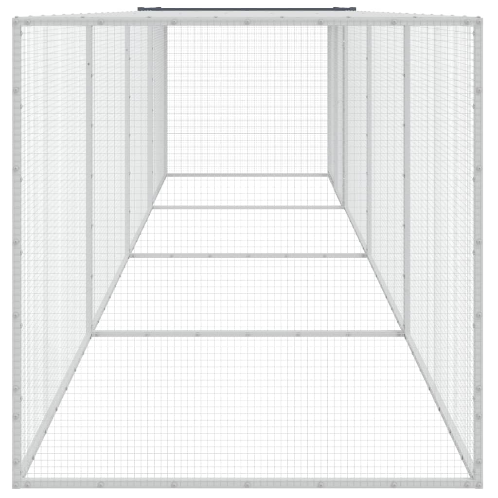 vidaXL Coteț pui cu acoperiș, antracit, 403x98x90 cm, oțel galvanizat vidaXL Coteț pui cu acoperiș, antracit, 403x98x90 cm, oțel galvanizat
