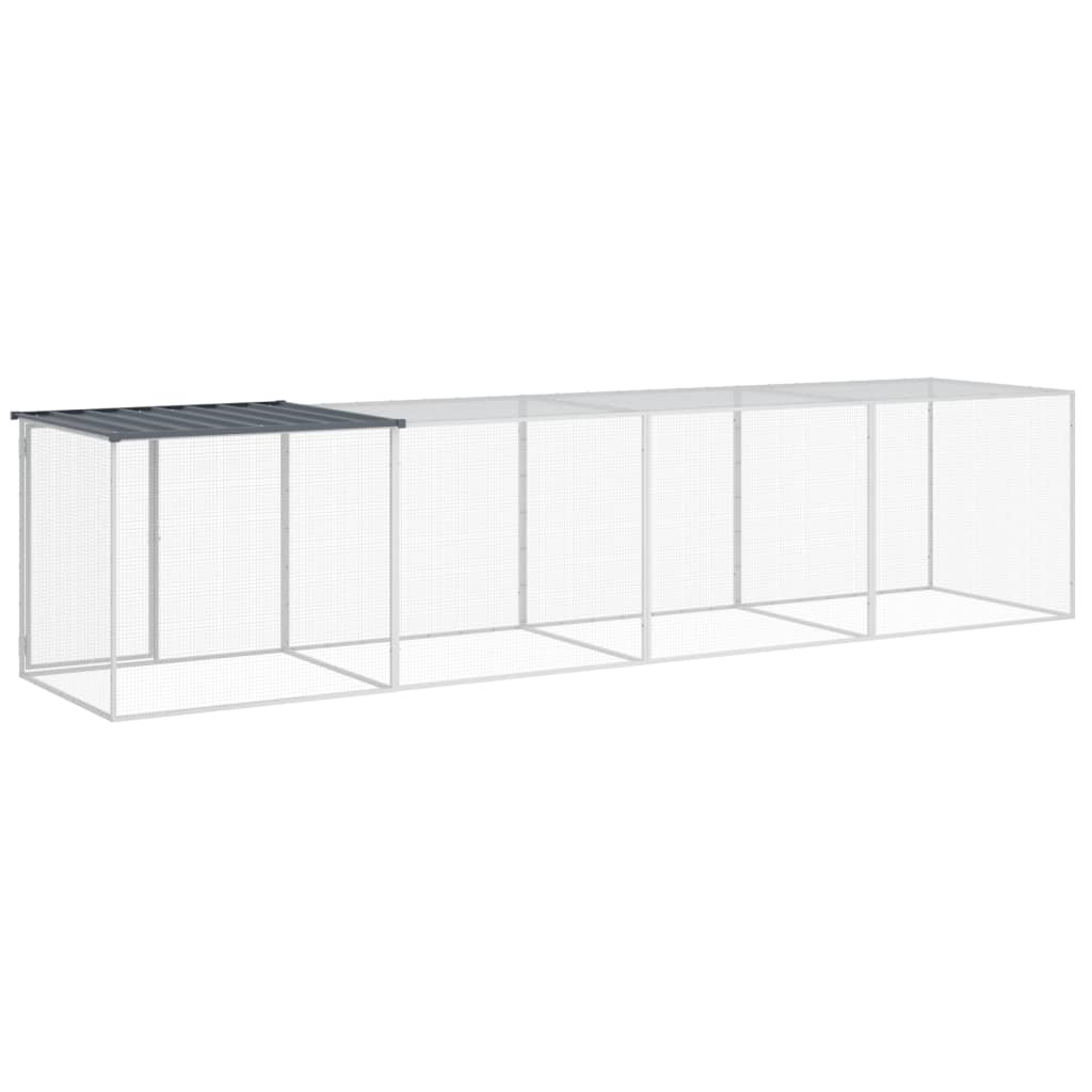 vidaXL Coteț pui cu acoperiș, antracit, 403x98x90 cm, oțel galvanizat vidaXL Coteț pui cu acoperiș, antracit, 403x98x90 cm, oțel galvanizat