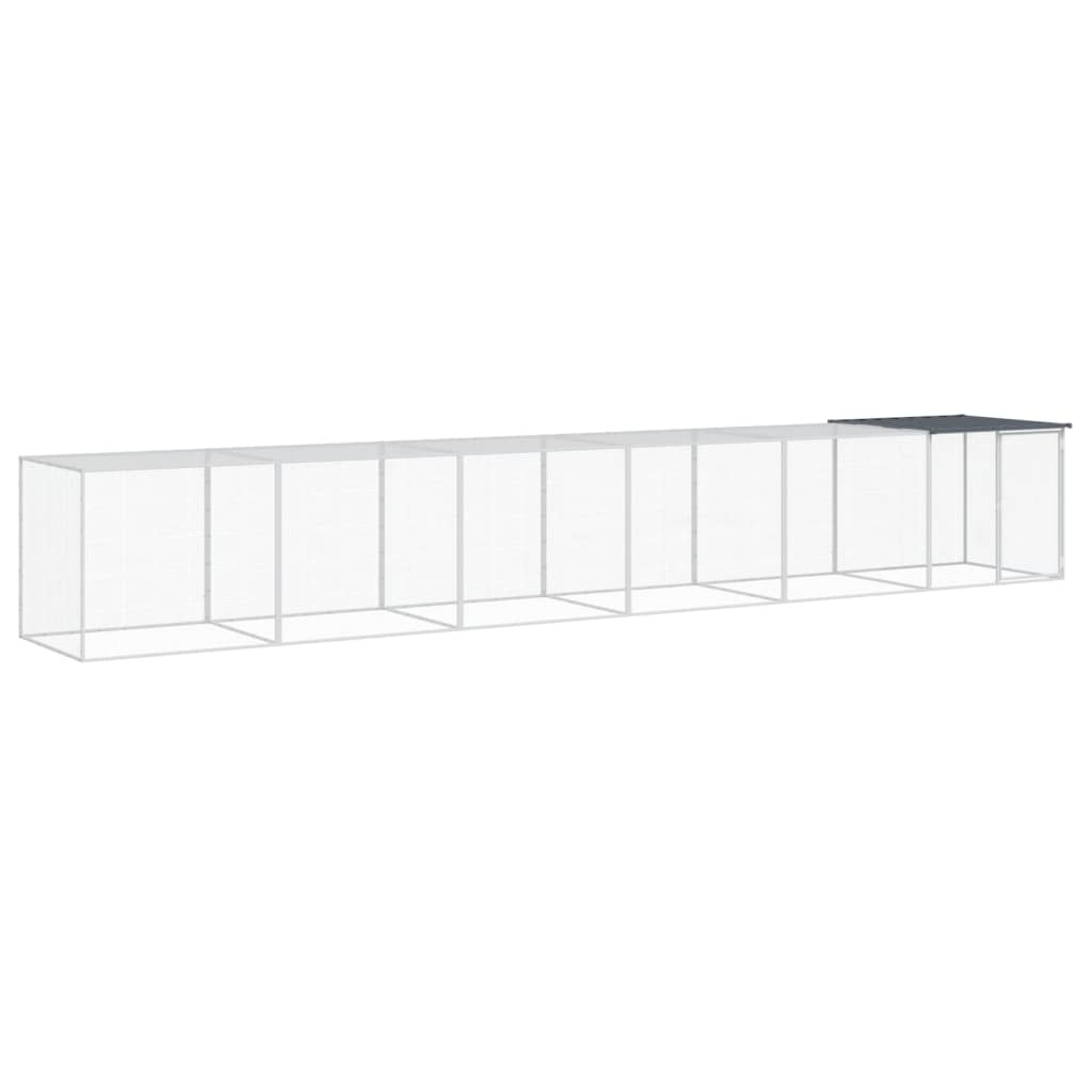 vidaXL Coteț pui cu acoperiș, antracit, 603x98x90 cm, oțel galvanizat vidaXL Coteț pui cu acoperiș, antracit, 603x98x90 cm, oțel galvanizat