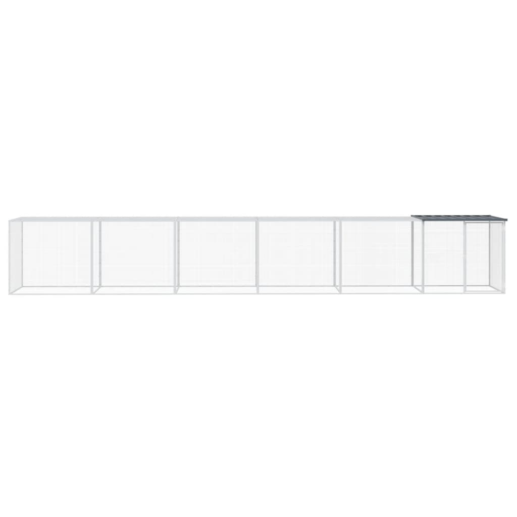 vidaXL Coteț pui cu acoperiș, antracit, 603x98x90 cm, oțel galvanizat vidaXL Coteț pui cu acoperiș, antracit, 603x98x90 cm, oțel galvanizat
