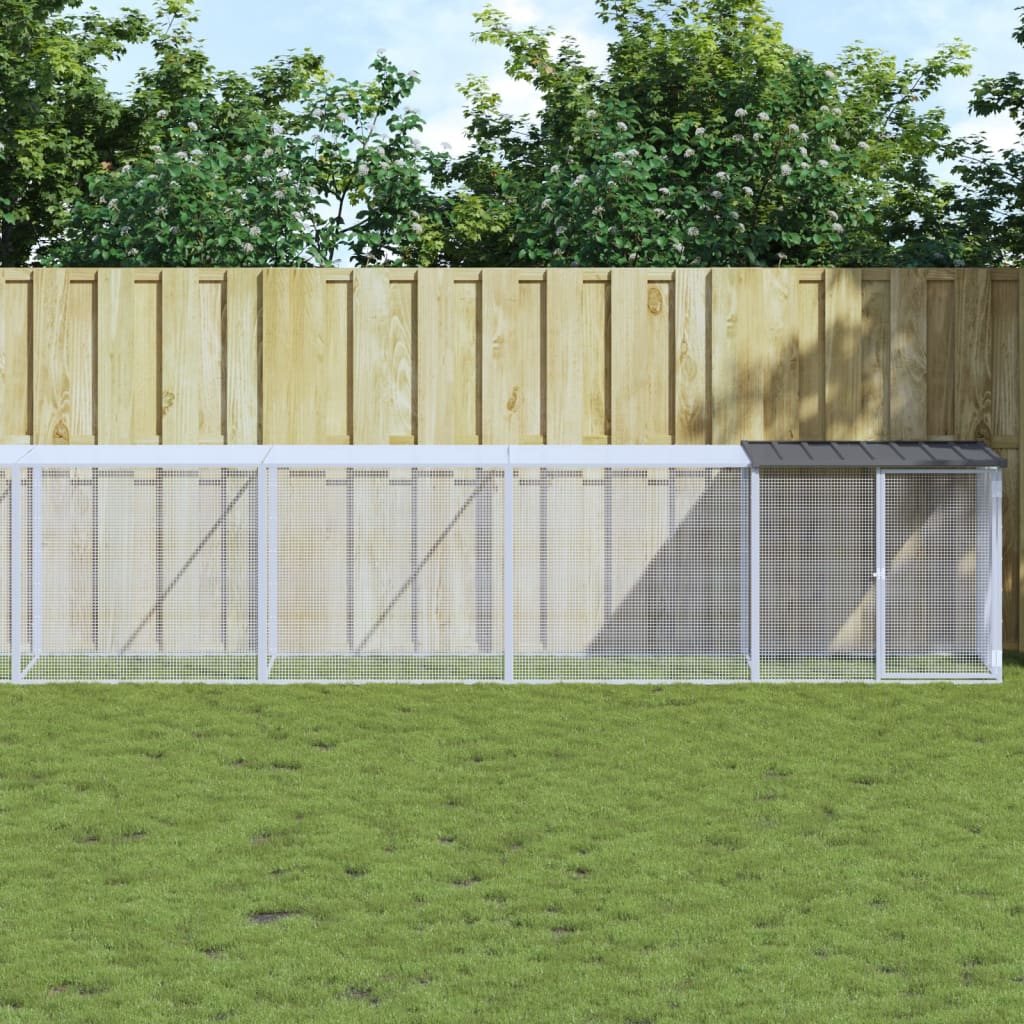 vidaXL Coteț pui cu acoperiș, antracit, 803x98x90 cm, oțel galvanizat vidaXL Coteț pui cu acoperiș, antracit, 803x98x90 cm, oțel galvanizat