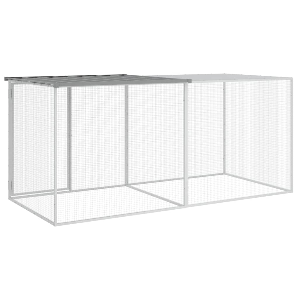 vidaXL Coteț pui cu acoperiș gri deschis 203x98x90 cm oțel galvanizat vidaXL Coteț pui cu acoperiș gri deschis 203x98x90 cm oțel galvanizat