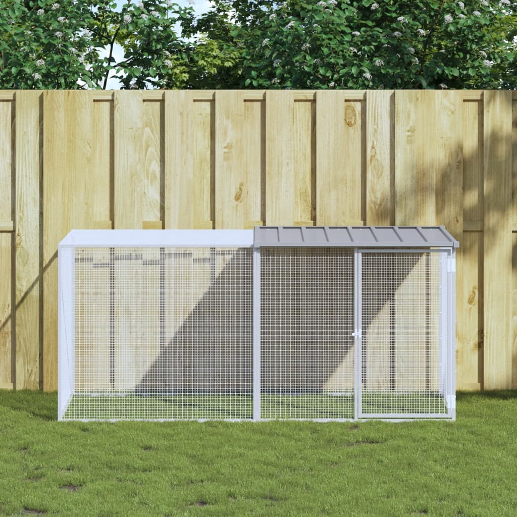 vidaXL Coteț pui cu acoperiș gri deschis 203x98x90 cm oțel galvanizat vidaXL Coteț pui cu acoperiș gri deschis 203x98x90 cm oțel galvanizat
