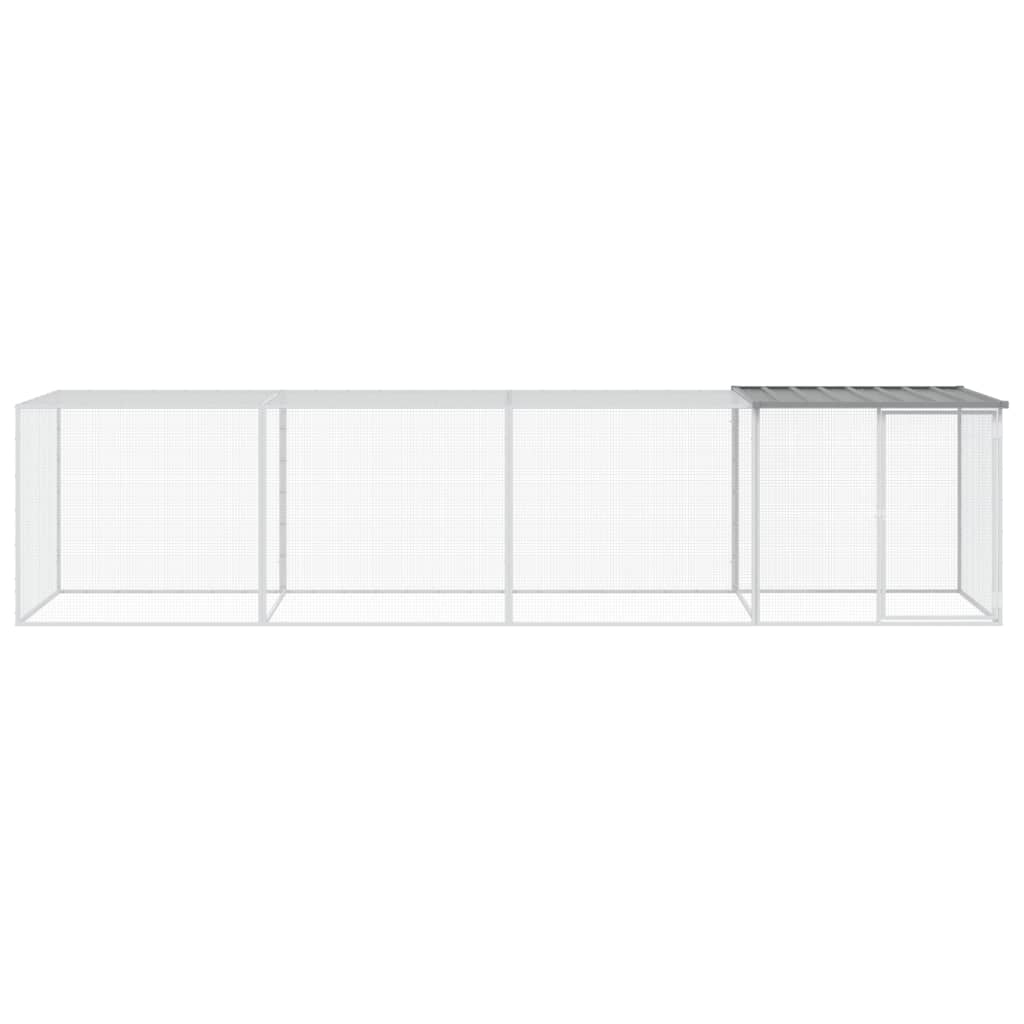 vidaXL Coteț pui cu acoperiș gri deschis 403x98x90 cm oțel galvanizat vidaXL Coteț pui cu acoperiș gri deschis 403x98x90 cm oțel galvanizat