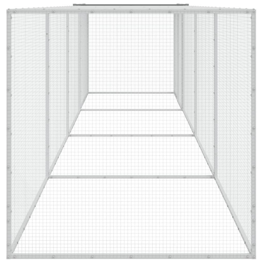 vidaXL Coteț pui cu acoperiș gri deschis 403x98x90 cm oțel galvanizat vidaXL Coteț pui cu acoperiș gri deschis 403x98x90 cm oțel galvanizat