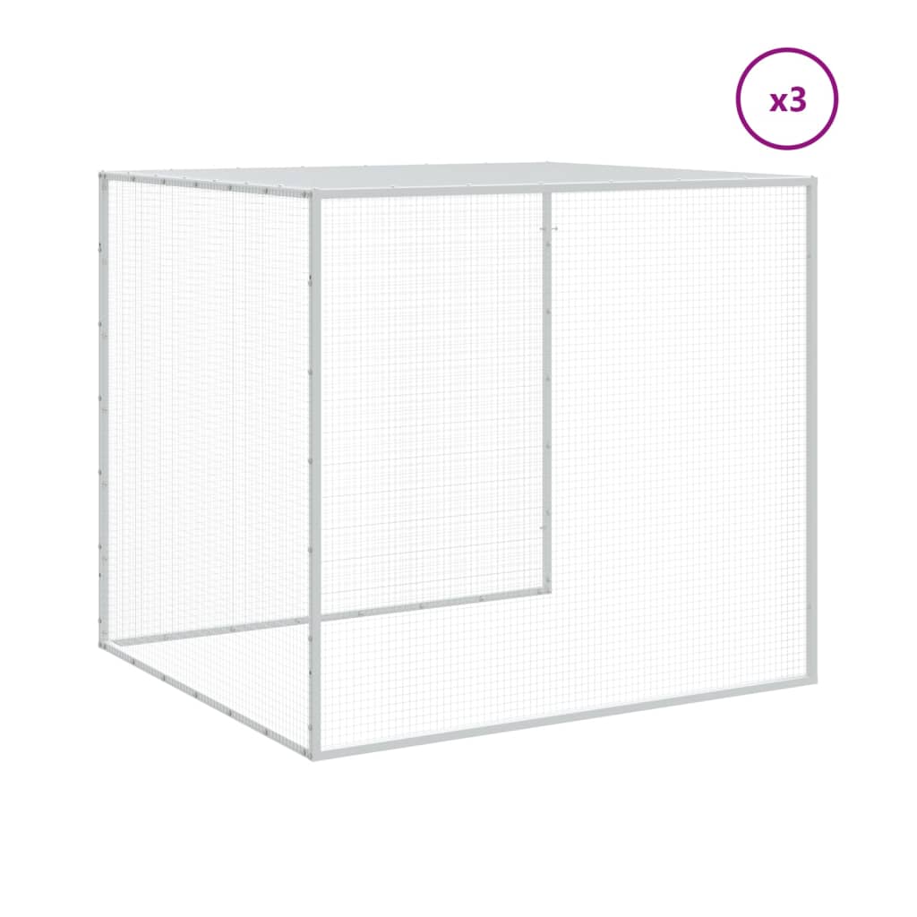 vidaXL Coteț pui cu acoperiș gri deschis 403x98x90 cm oțel galvanizat vidaXL Coteț pui cu acoperiș gri deschis 403x98x90 cm oțel galvanizat