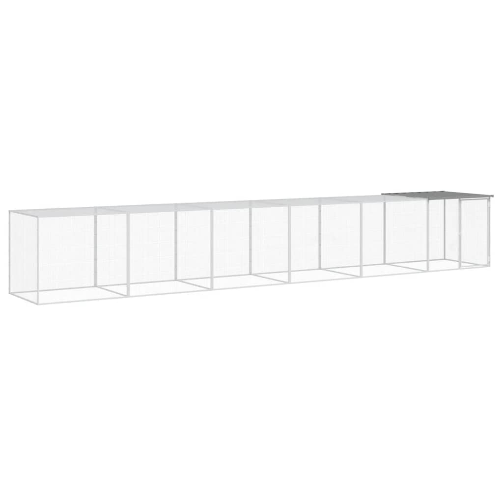 vidaXL Coteț pui cu acoperiș gri deschis 603x98x90 cm oțel galvanizat vidaXL Coteț pui cu acoperiș gri deschis 603x98x90 cm oțel galvanizat