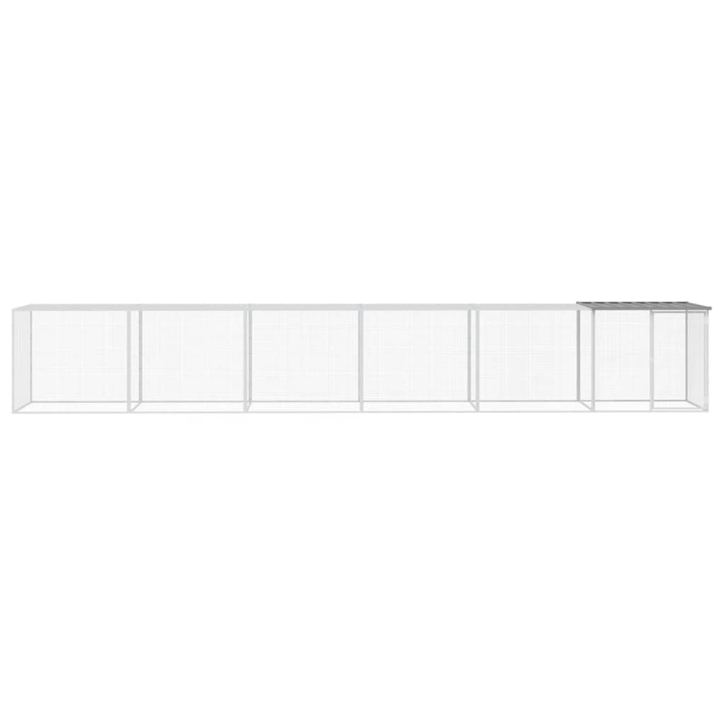 vidaXL Coteț pui cu acoperiș gri deschis 603x98x90 cm oțel galvanizat vidaXL Coteț pui cu acoperiș gri deschis 603x98x90 cm oțel galvanizat