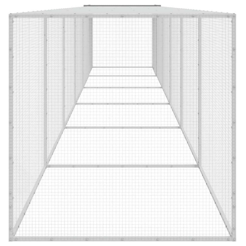 vidaXL Coteț pui cu acoperiș gri deschis 603x98x90 cm oțel galvanizat vidaXL Coteț pui cu acoperiș gri deschis 603x98x90 cm oțel galvanizat