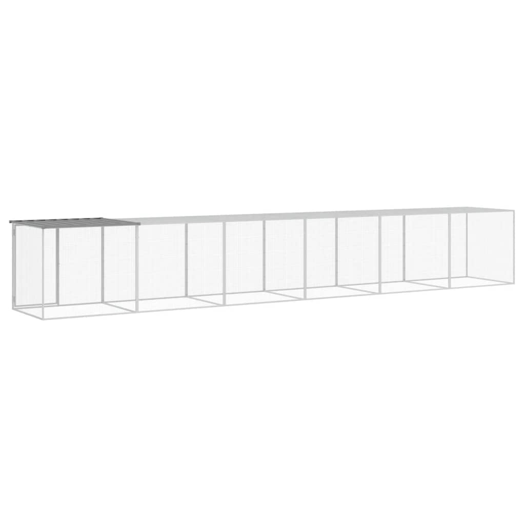 vidaXL Coteț pui cu acoperiș gri deschis 603x98x90 cm oțel galvanizat vidaXL Coteț pui cu acoperiș gri deschis 603x98x90 cm oțel galvanizat