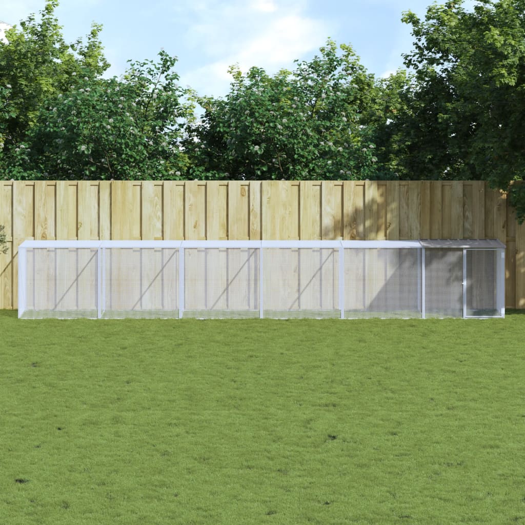 vidaXL Coteț pui cu acoperiș gri deschis 603x98x90 cm oțel galvanizat vidaXL Coteț pui cu acoperiș gri deschis 603x98x90 cm oțel galvanizat