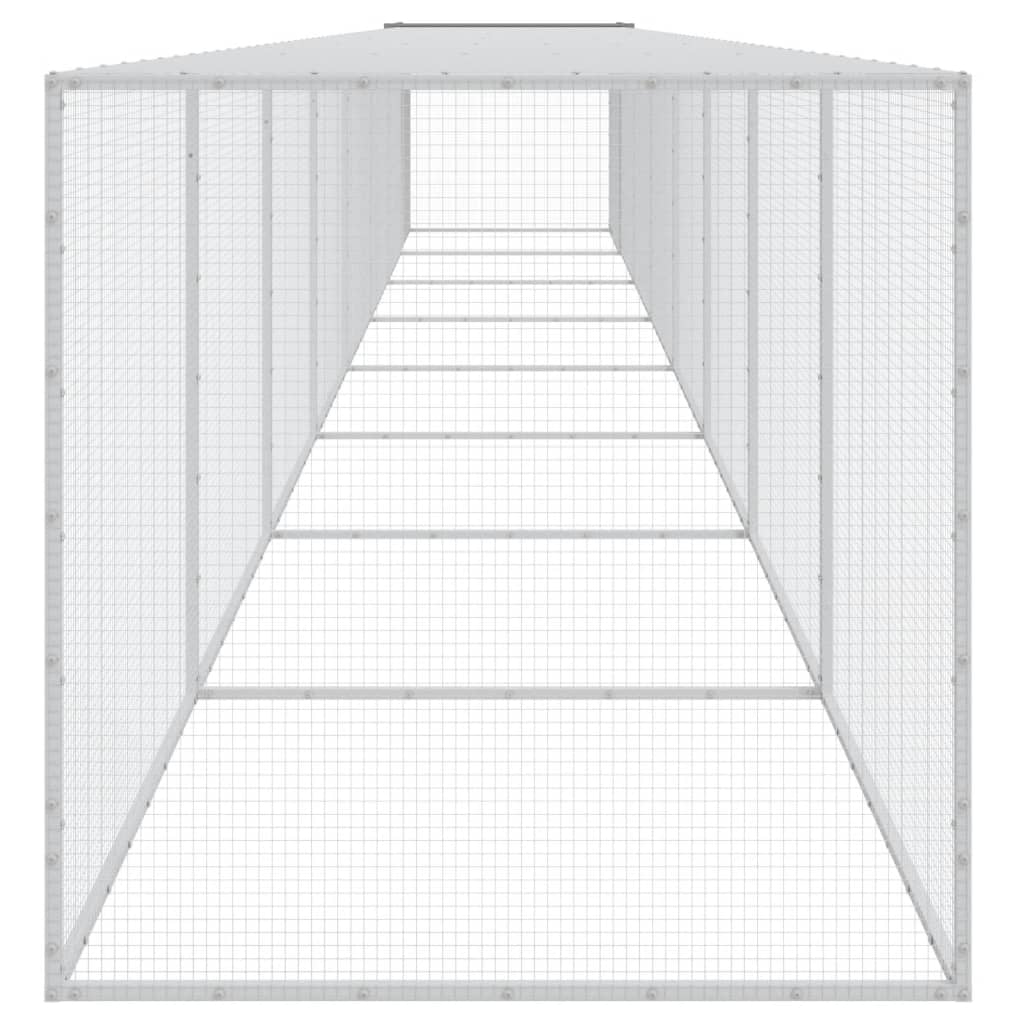 vidaXL Coteț pui cu acoperiș gri deschis 803x98x90 cm oțel galvanizat vidaXL Coteț pui cu acoperiș gri deschis 803x98x90 cm oțel galvanizat