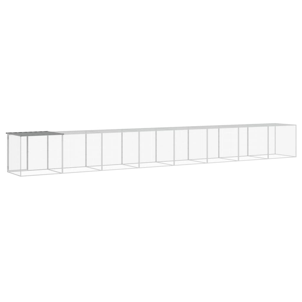 vidaXL Coteț pui cu acoperiș gri deschis 803x98x90 cm oțel galvanizat vidaXL Coteț pui cu acoperiș gri deschis 803x98x90 cm oțel galvanizat