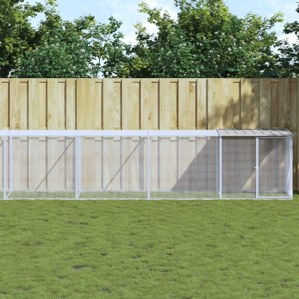 vidaXL Coteț pui cu acoperiș gri deschis 803x98x90 cm oțel galvanizat vidaXL Coteț pui cu acoperiș gri deschis 803x98x90 cm oțel galvanizat