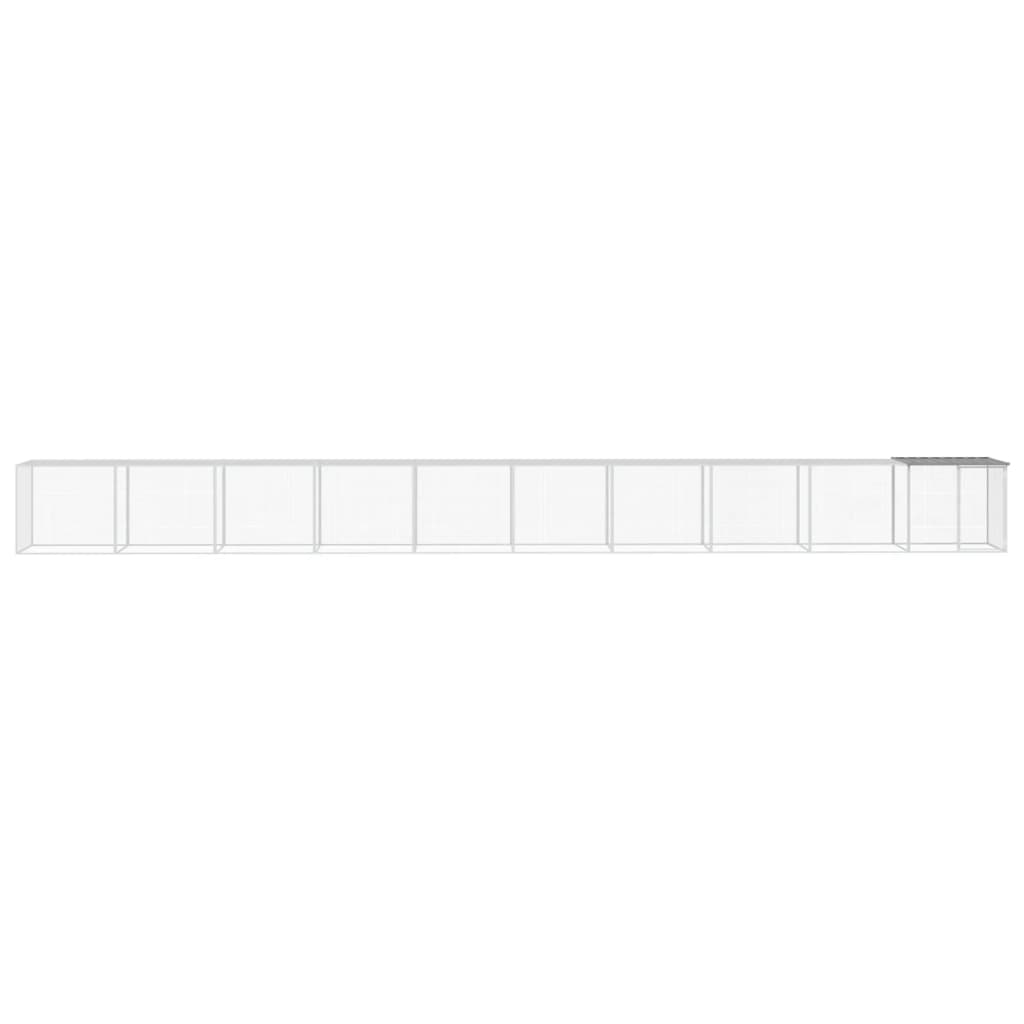 vidaXL Coteț pui cu acoperiș gri deschis 1003x98x90 cm oțel galvanizat vidaXL Coteț pui cu acoperiș gri deschis 1003x98x90 cm oțel galvanizat