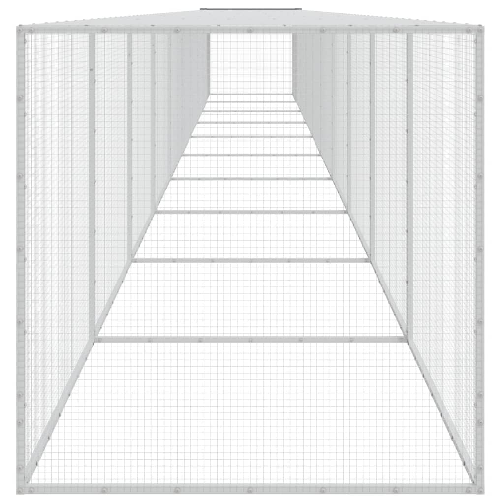 vidaXL Coteț pui cu acoperiș gri deschis 1003x98x90 cm oțel galvanizat vidaXL Coteț pui cu acoperiș gri deschis 1003x98x90 cm oțel galvanizat