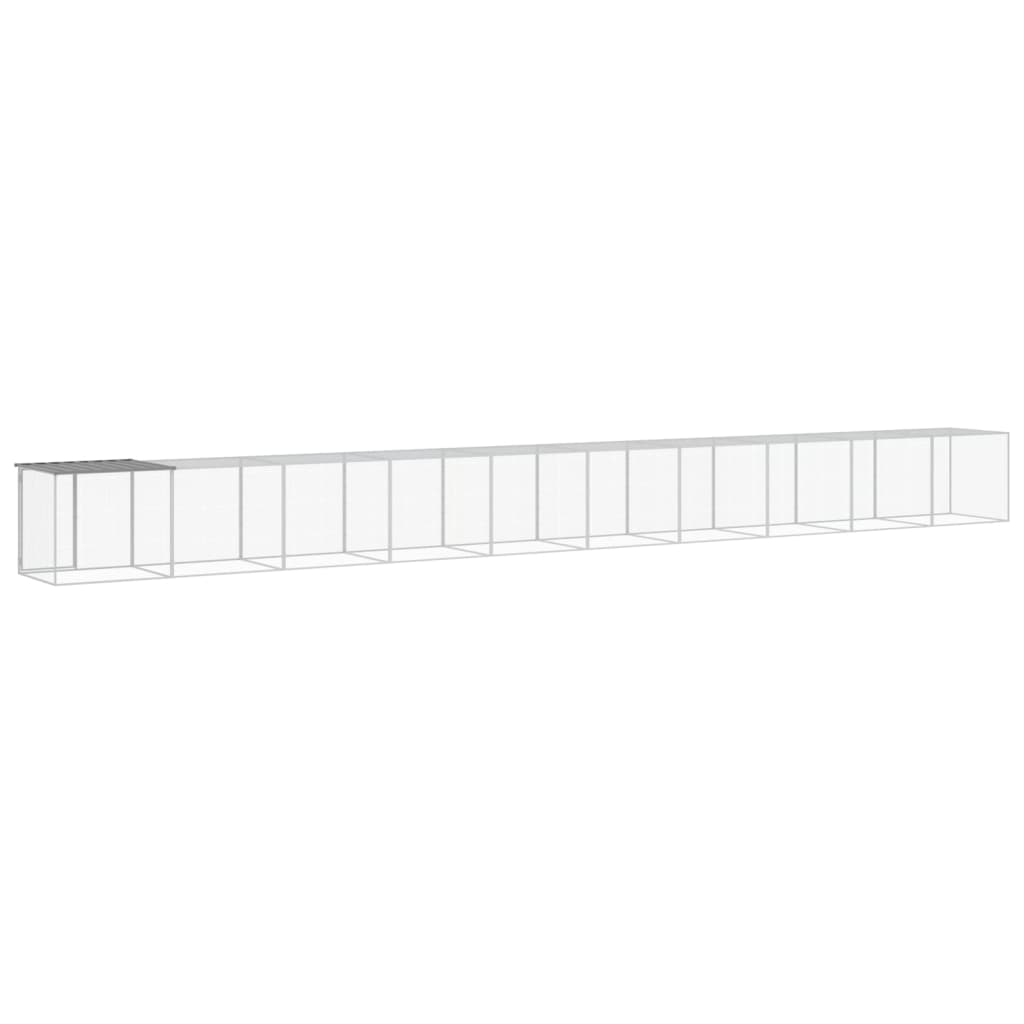 vidaXL Coteț pui cu acoperiș gri deschis 1003x98x90 cm oțel galvanizat vidaXL Coteț pui cu acoperiș gri deschis 1003x98x90 cm oțel galvanizat