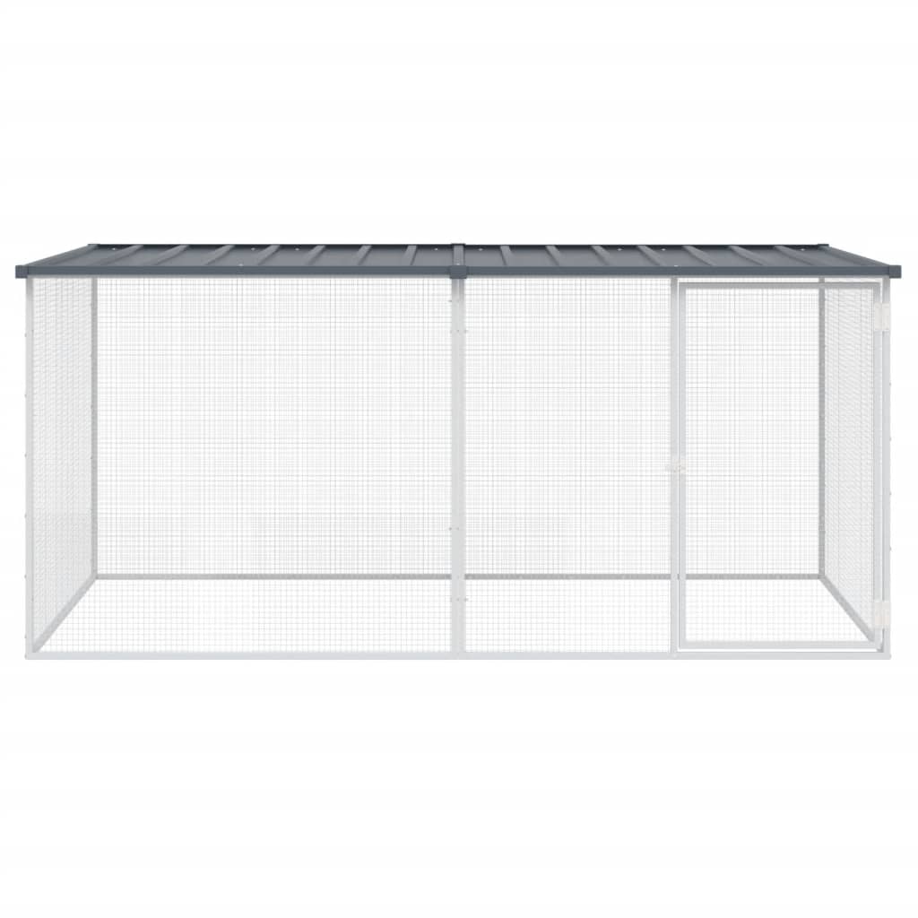 vidaXL Coteț pui cu acoperiș, antracit, 203x98x90 cm, oțel galvanizat