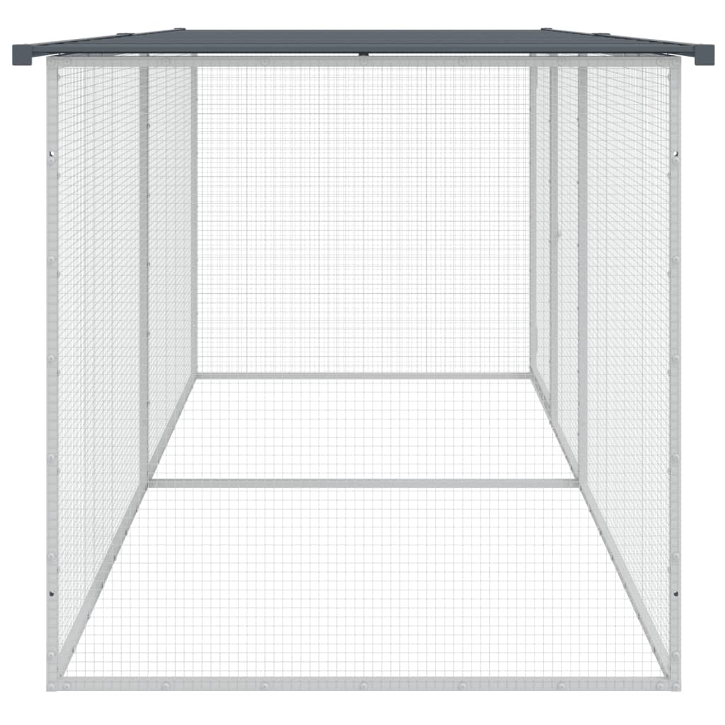 vidaXL Coteț pui cu acoperiș, antracit, 203x98x90 cm, oțel galvanizat