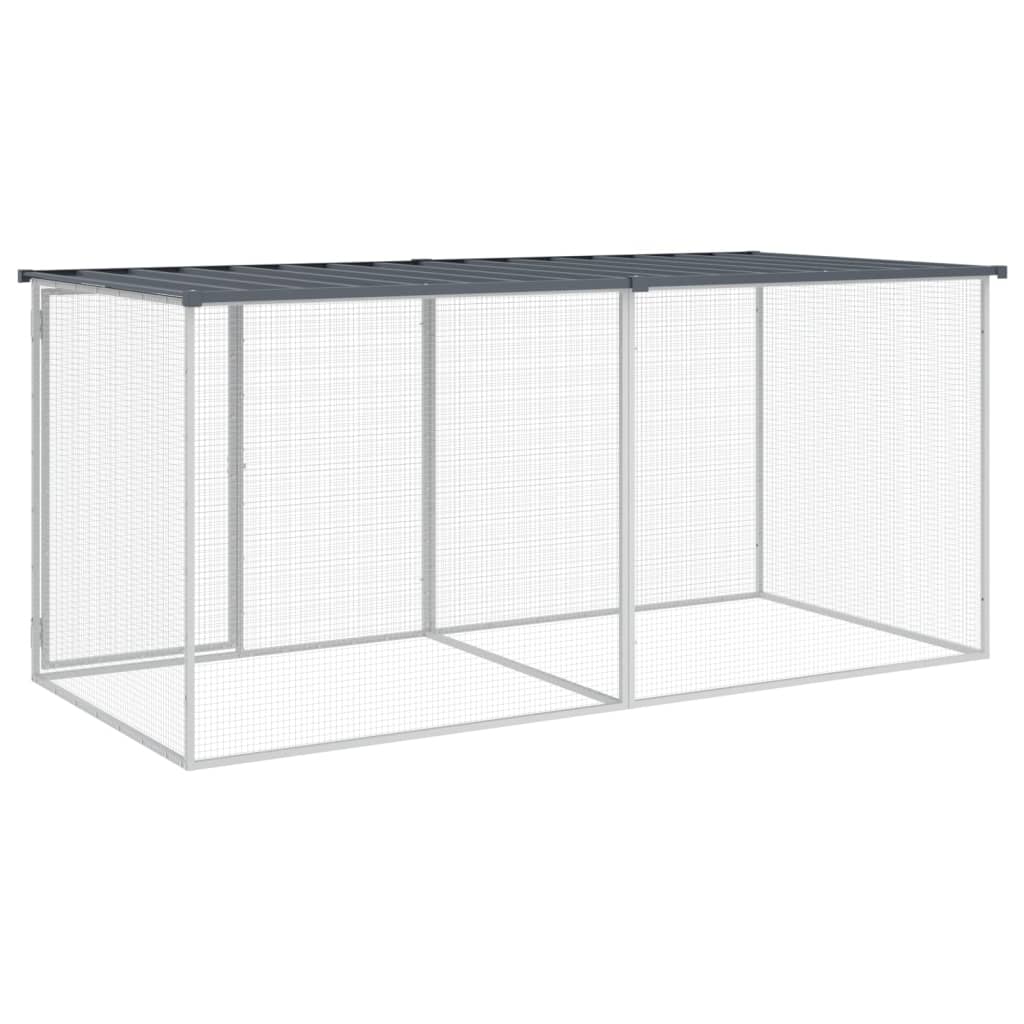 vidaXL Coteț pui cu acoperiș, antracit, 203x98x90 cm, oțel galvanizat