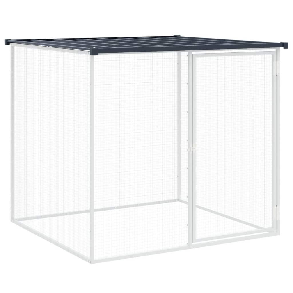 vidaXL Coteț pui cu acoperiș, antracit, 203x98x90 cm, oțel galvanizat
