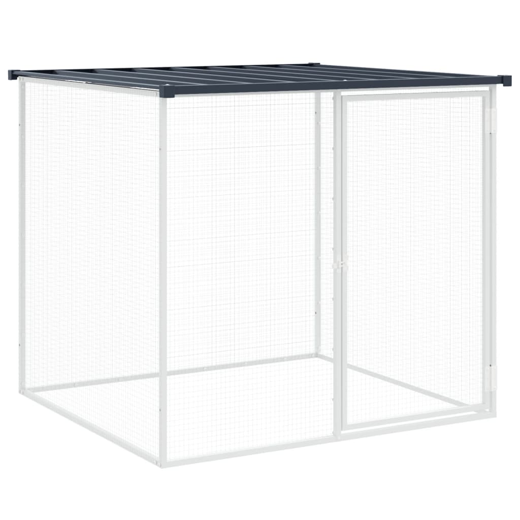 vidaXL Coteț pui cu acoperiș, antracit, 403x98x90 cm, oțel galvanizat