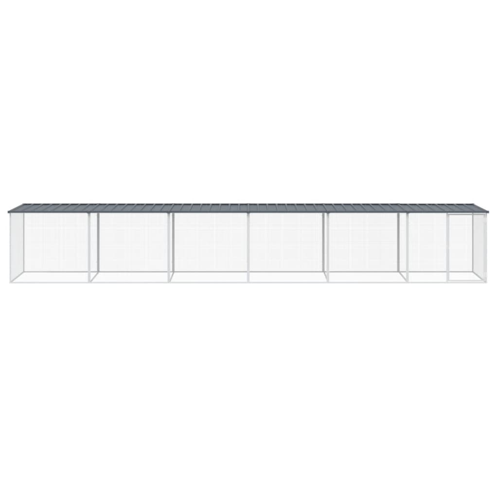 vidaXL Coteț pui cu acoperiș, antracit, 603x98x90 cm, oțel galvanizat vidaXL Coteț pui cu acoperiș, antracit, 603x98x90 cm, oțel galvanizat