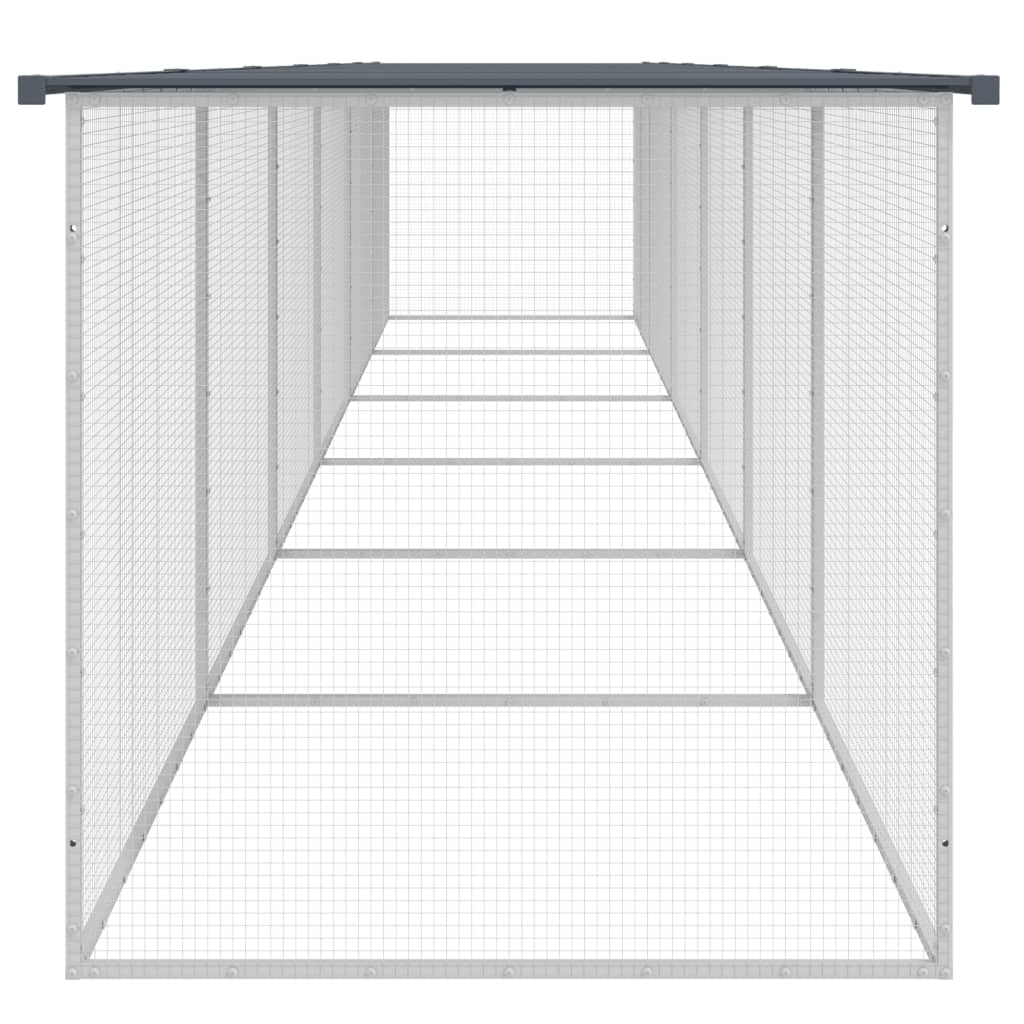 vidaXL Coteț pui cu acoperiș, antracit, 603x98x90 cm, oțel galvanizat vidaXL Coteț pui cu acoperiș, antracit, 603x98x90 cm, oțel galvanizat