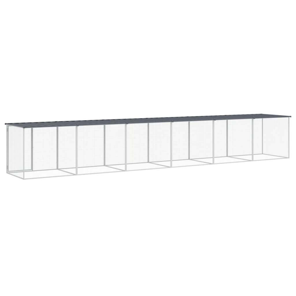 vidaXL Coteț pui cu acoperiș, antracit, 603x98x90 cm, oțel galvanizat vidaXL Coteț pui cu acoperiș, antracit, 603x98x90 cm, oțel galvanizat