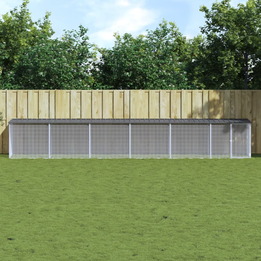 vidaXL Coteț pui cu acoperiș, antracit, 603x98x90 cm, oțel galvanizat vidaXL Coteț pui cu acoperiș, antracit, 603x98x90 cm, oțel galvanizat