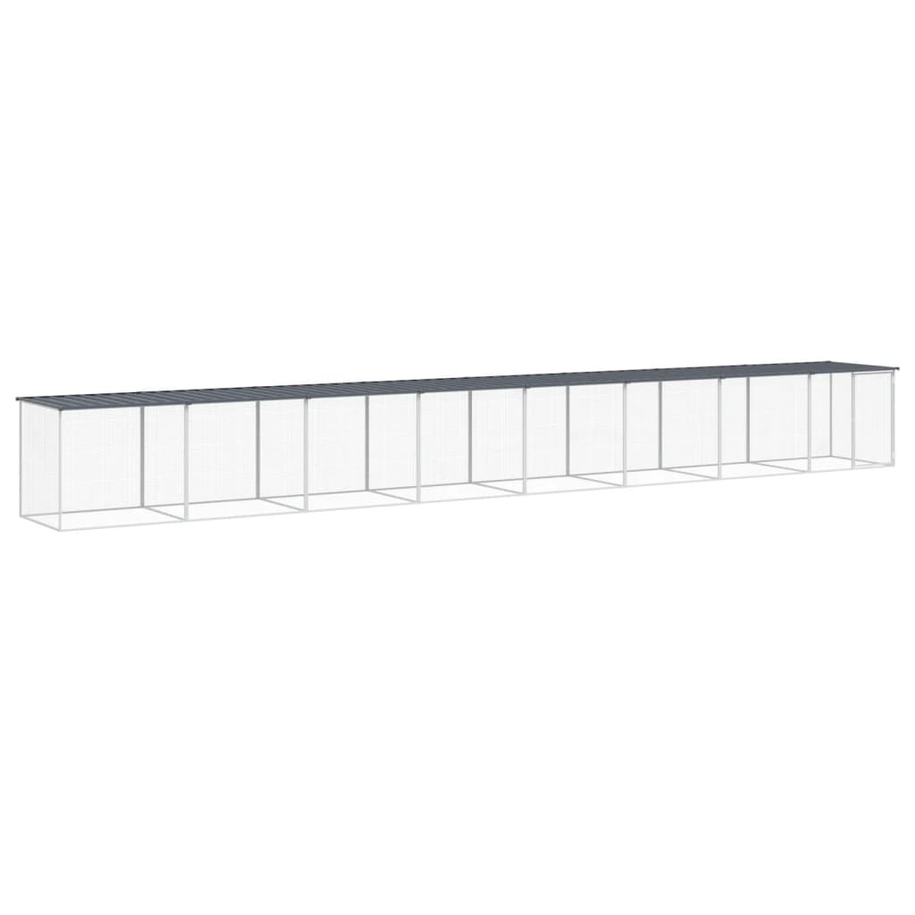 vidaXL Coteț pui cu acoperiș, antracit, 803x98x90 cm, oțel galvanizat vidaXL Coteț pui cu acoperiș, antracit, 803x98x90 cm, oțel galvanizat