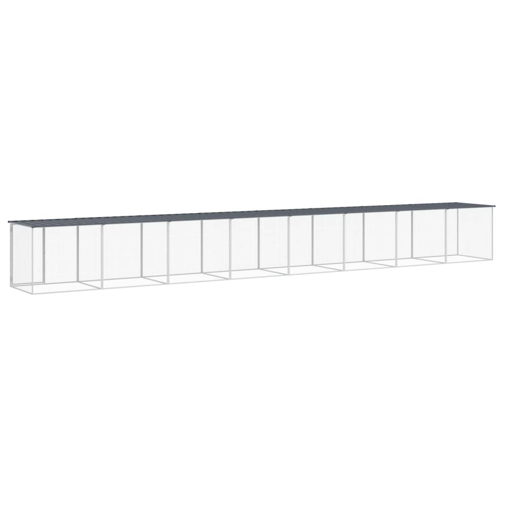 vidaXL Coteț pui cu acoperiș, antracit, 803x98x90 cm, oțel galvanizat vidaXL Coteț pui cu acoperiș, antracit, 803x98x90 cm, oțel galvanizat
