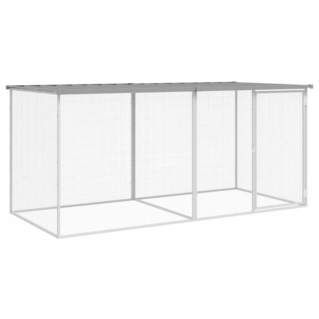 vidaXL Coteț pui cu acoperiș gri deschis 203x98x90 cm oțel galvanizat vidaXL Coteț pui cu acoperiș gri deschis 203x98x90 cm oțel galvanizat