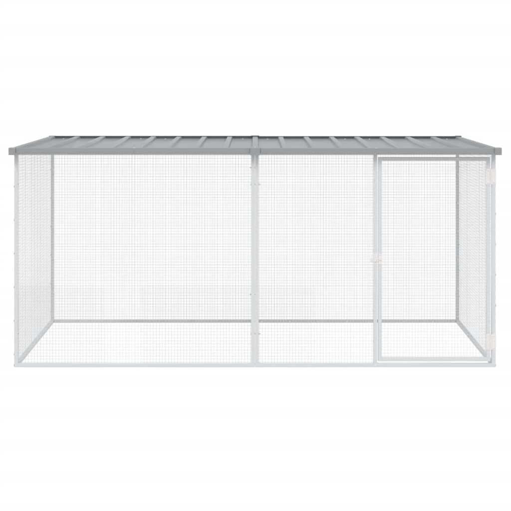 vidaXL Coteț pui cu acoperiș gri deschis 203x98x90 cm oțel galvanizat vidaXL Coteț pui cu acoperiș gri deschis 203x98x90 cm oțel galvanizat