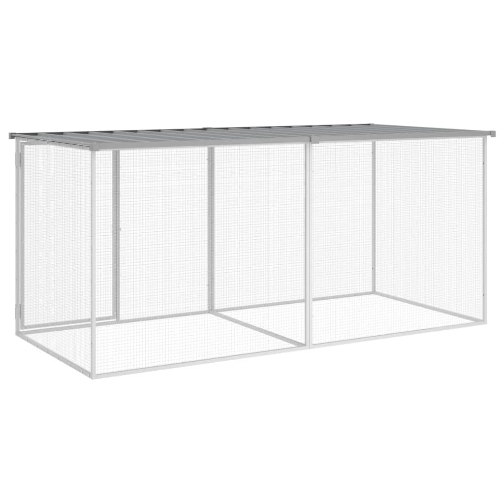 vidaXL Coteț pui cu acoperiș gri deschis 203x98x90 cm oțel galvanizat vidaXL Coteț pui cu acoperiș gri deschis 203x98x90 cm oțel galvanizat