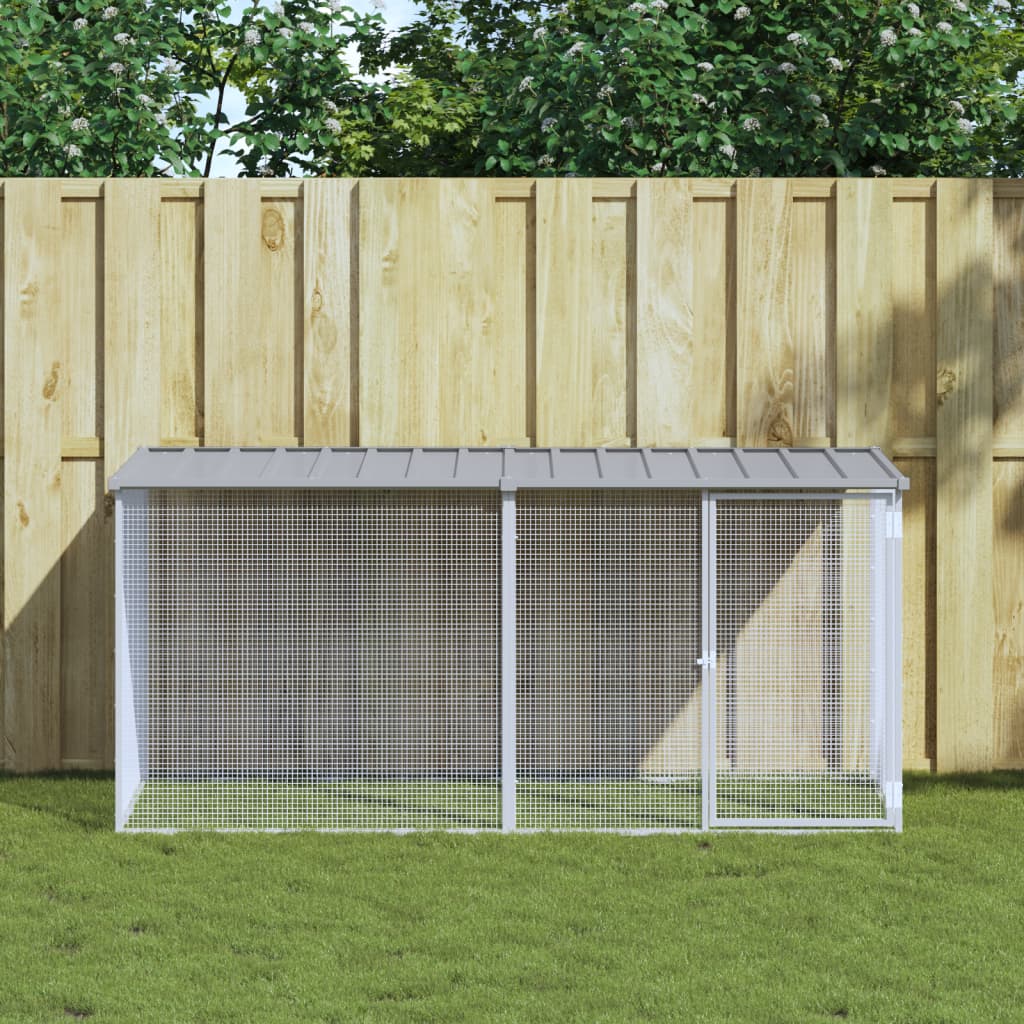 vidaXL Coteț pui cu acoperiș gri deschis 203x98x90 cm oțel galvanizat vidaXL Coteț pui cu acoperiș gri deschis 203x98x90 cm oțel galvanizat
