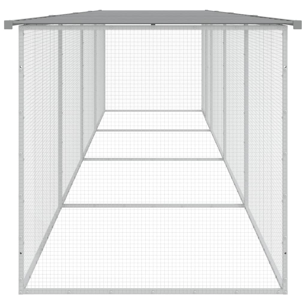 vidaXL Coteț pui cu acoperiș gri deschis 403x98x90 cm oțel galvanizat