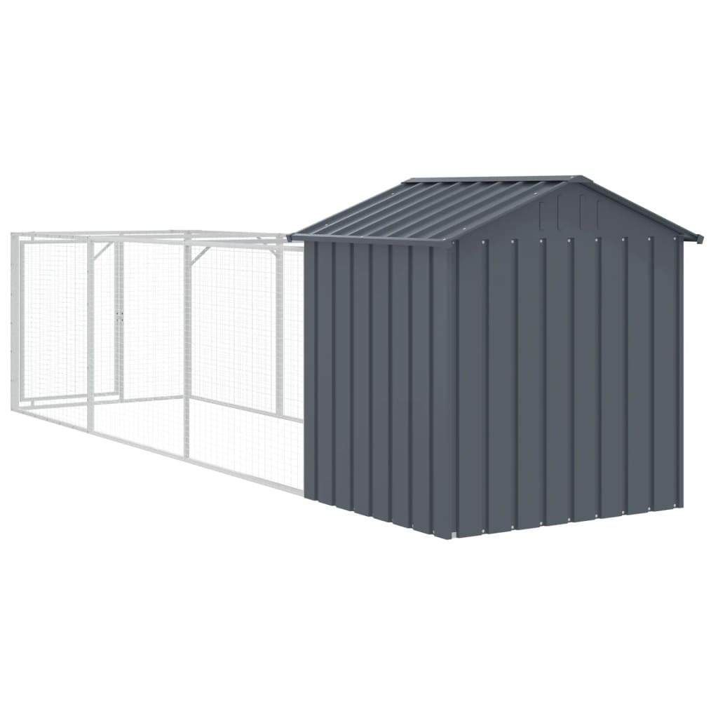 vidaXL Cușcă câine cu acoperiș antracit 117x405x123 cm oțel galvanizat